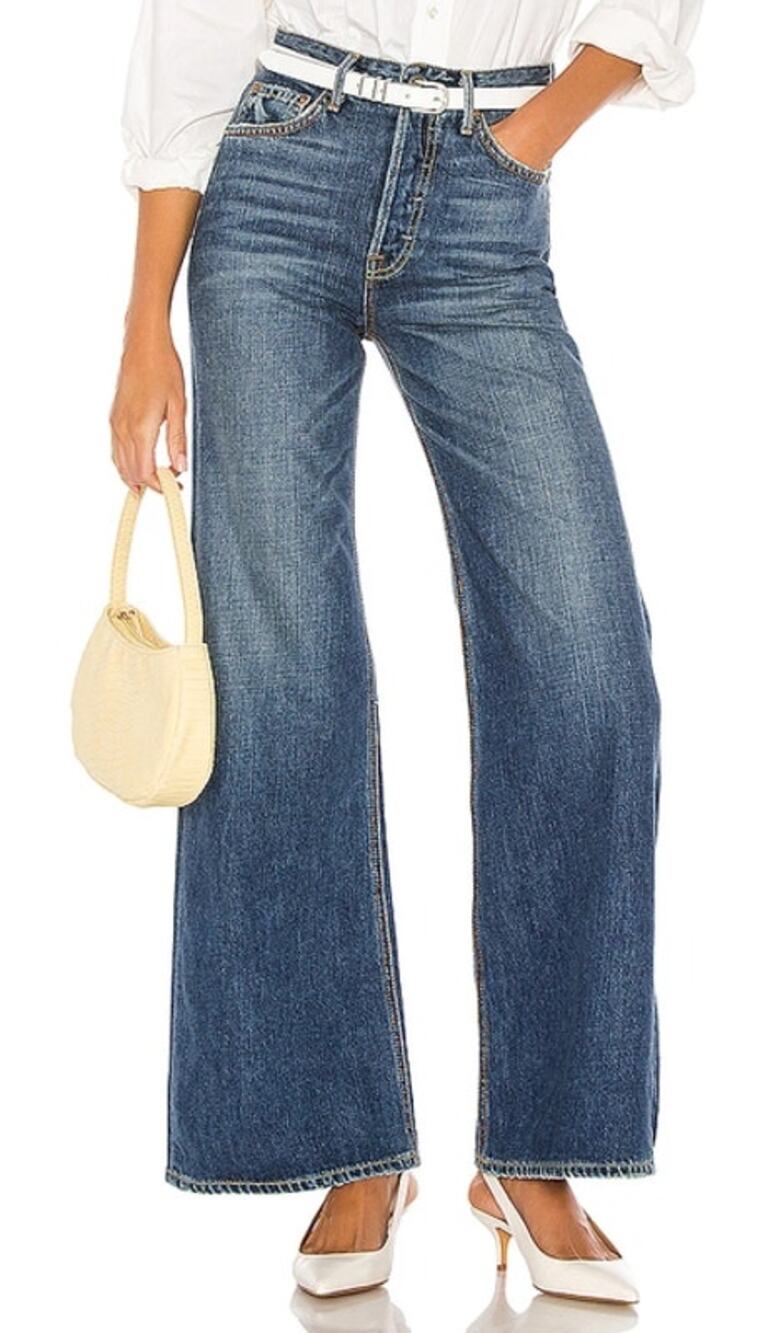 GRLFRND Casey Wide Leg Jeans Blue After All Button Fly Denim High Rise Sz 29 NEW